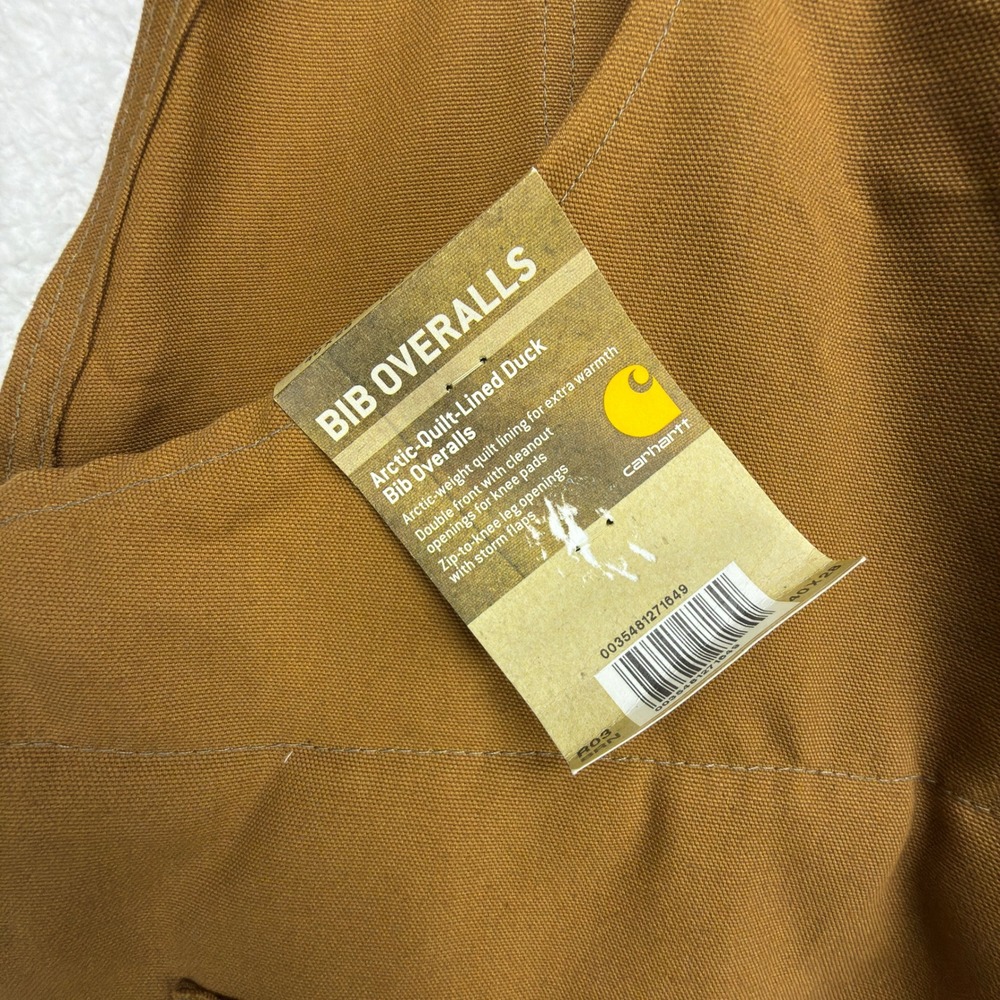 Carhartt Arctic Quilt Lined Bibs Overalls Mens 40x28 R03 BRN Brown USA NOS NWT